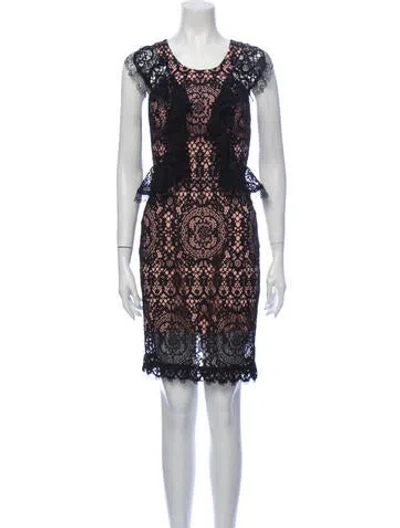 Pre-owned Alexis Lace Pattern Knee-length Dress In Black