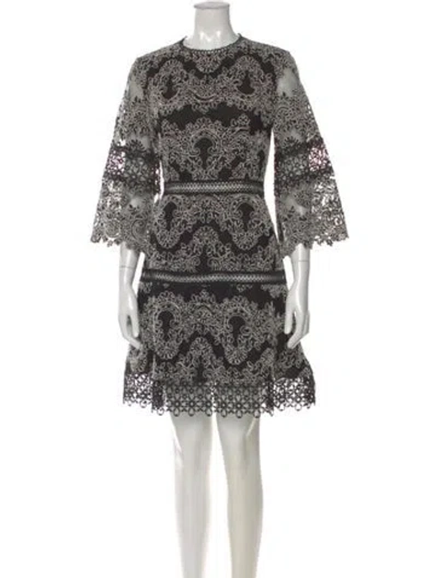 Pre-owned Alexis Lace Pattern Knee-length Dress In Black