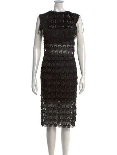 Pre-owned Alexis Lace Pattern Knee-length Dress In Black