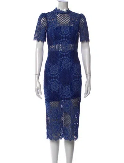 Pre-owned Alexis Lace Pattern Knee-length Dress In Blue