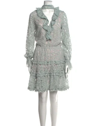 Pre-owned Alexis Lace Pattern Knee-length Dress In Green