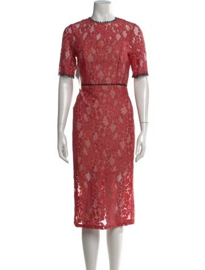 Pre-owned Alexis Lace Pattern Knee-length Dress In Pink