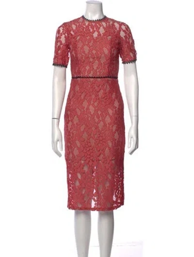 Pre-owned Alexis Lace Pattern Knee-length Dress In Pink