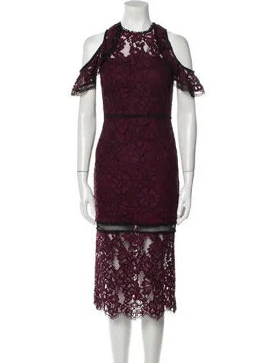 Pre-owned Alexis Lace Pattern Knee-length Dress In Purple