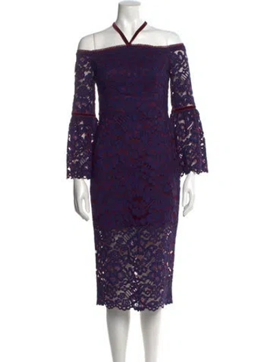 Pre-owned Alexis Lace Pattern Knee-length Dress In Purple