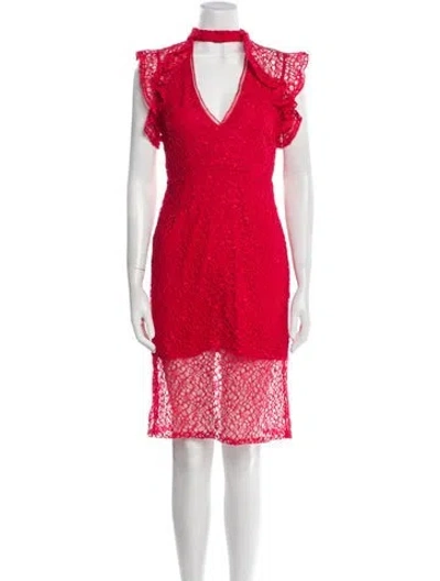 Pre-owned Alexis Lace Pattern Knee-length Dress In Red