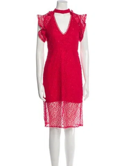 Pre-owned Alexis Lace Pattern Knee-length Dress In Red