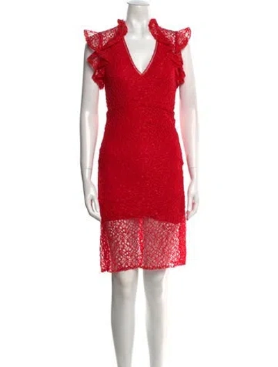Pre-owned Alexis Lace Pattern Knee-length Dress In Red