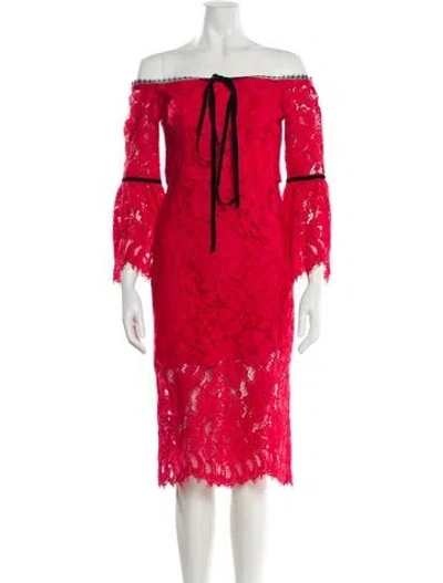 Pre-owned Alexis Lace Pattern Knee-length Dress In Red