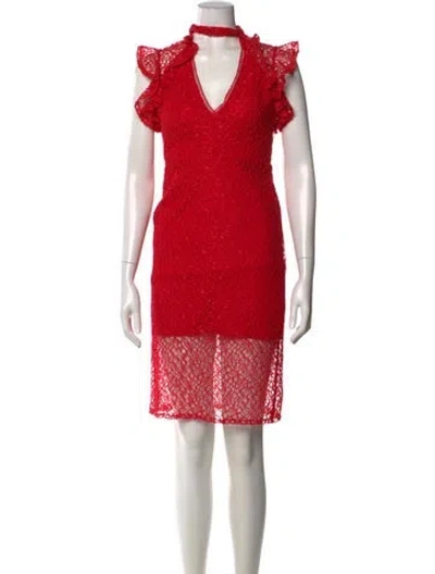 Pre-owned Alexis Lace Pattern Knee-length Dress In Red