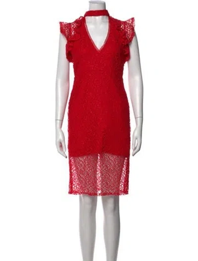 Pre-owned Alexis Lace Pattern Knee-length Dress In Red