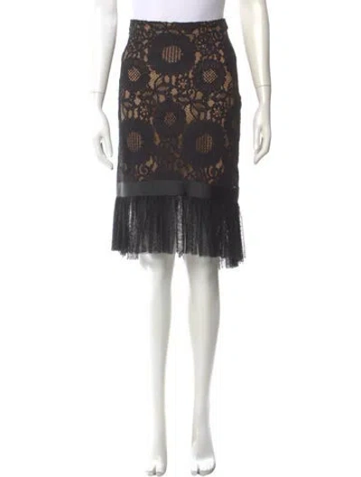Pre-owned Alexis Lace Pattern Knee-length Skirt In Black