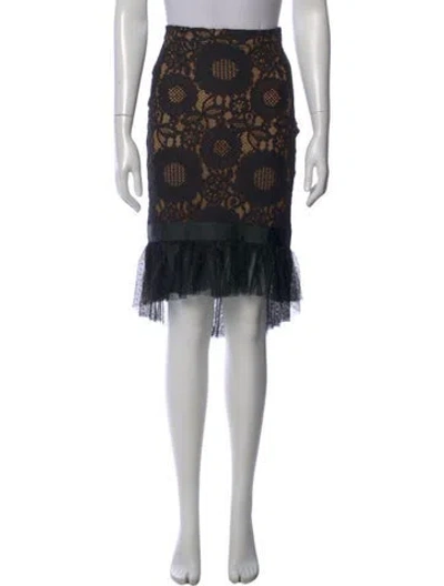 Pre-owned Alexis Lace Pattern Knee-length Skirt In Black
