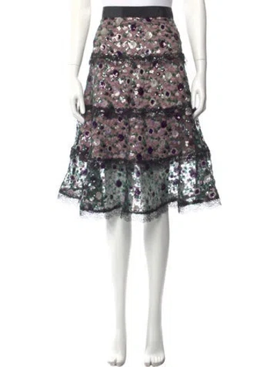 Pre-owned Alexis Lace Pattern Knee-length Skirt In Black