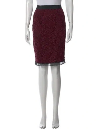 Pre-owned Alexis Lace Pattern Knee-length Skirt In Burgundy