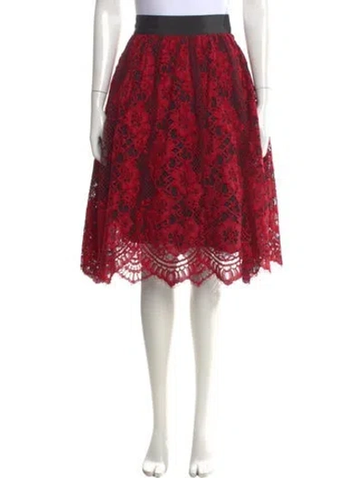 Pre-owned Alexis Lace Pattern Knee-length Skirt In Red