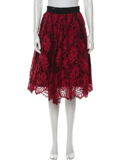 Pre-owned Alexis Lace Pattern Knee-length Skirt In Red