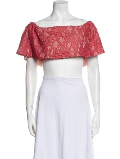 Pre-owned Alexis Lace Pattern Lace Cropped Top In Pink