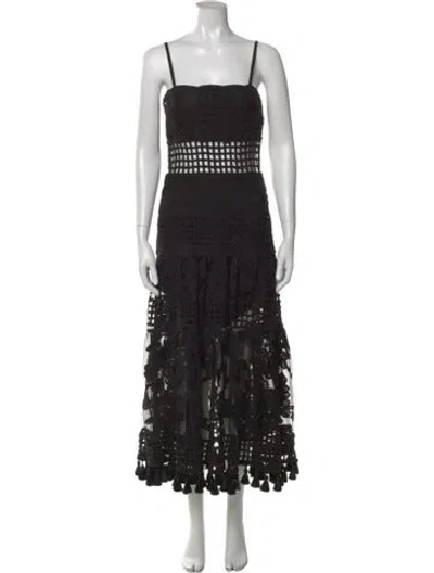 Pre-owned Alexis Lace Pattern Long Dress In Black