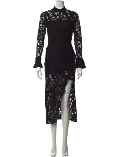 Pre-owned Alexis Lace Pattern Long Dress In Black