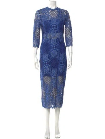 Pre-owned Alexis Lace Pattern Long Dress In Blue