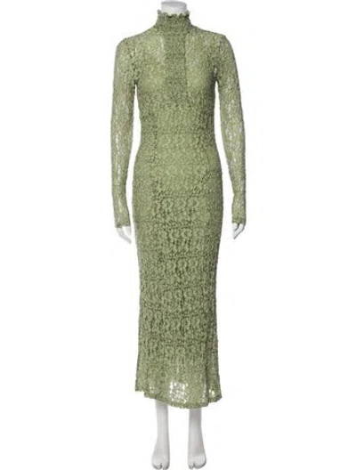 Pre-owned Alexis Lace Pattern Long Dress In Green