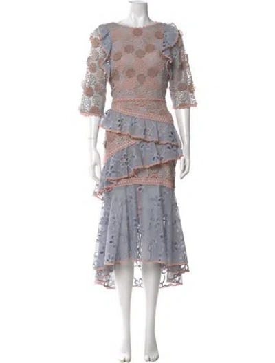 Pre-owned Alexis Lace Pattern Long Dress In Multi