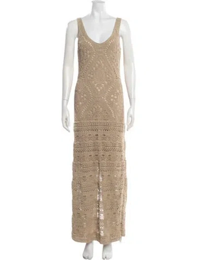 Pre-owned Alexis Lace Pattern Long Dress In Neutrals