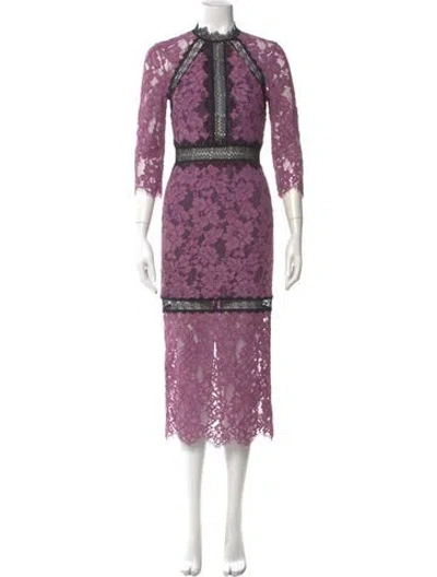 Pre-owned Alexis Lace Pattern Long Dress In Purple