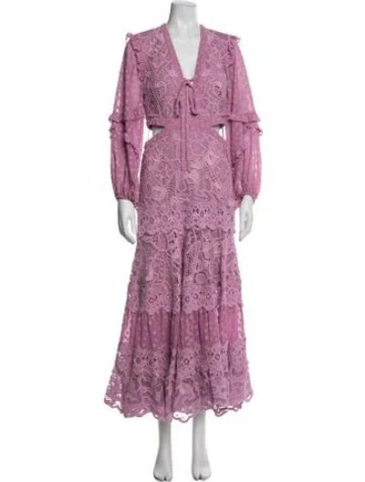 Pre-owned Alexis Lace Pattern Long Dress In Purple