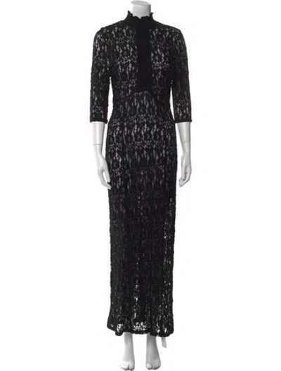 Pre-owned Alexis Lace Pattern Long Dress W/ Tags In Black