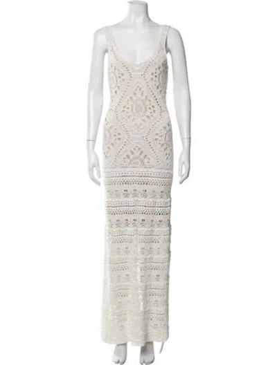 Pre-owned Alexis Lace Pattern Long Dress W/ Tags In Neutrals