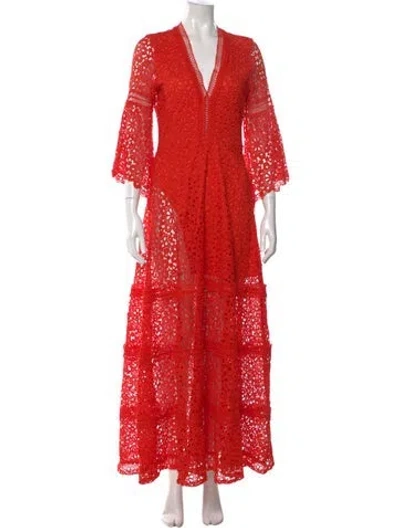Pre-owned Alexis Lace Pattern Long Dress W/ Tags In Orange