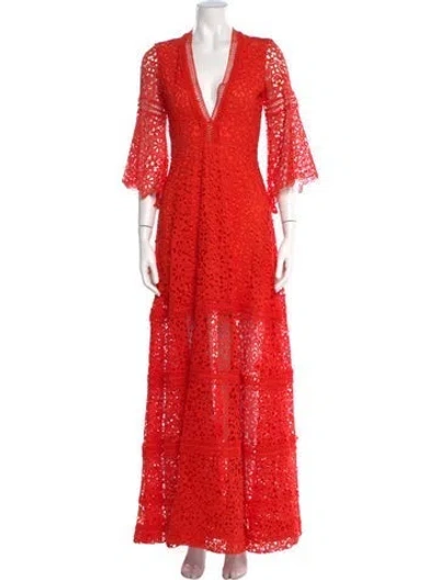 Pre-owned Alexis Lace Pattern Long Dress W/ Tags In Orange