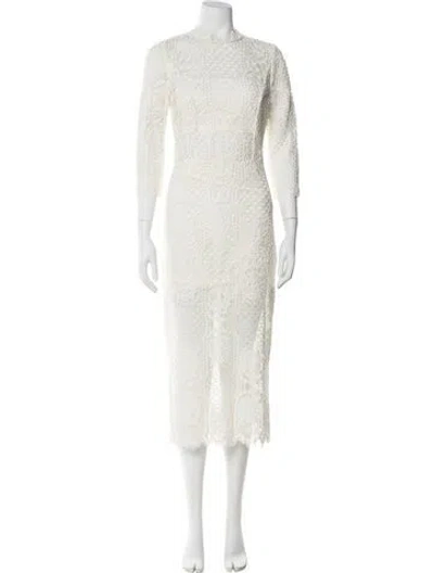 Pre-owned Alexis Lace Pattern Long Dress In White