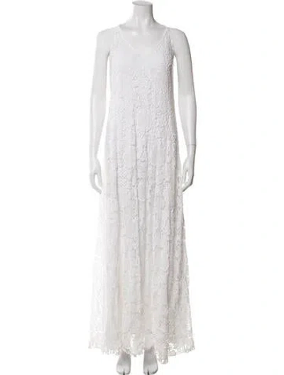 Pre-owned Alexis Lace Pattern Long Dress In White