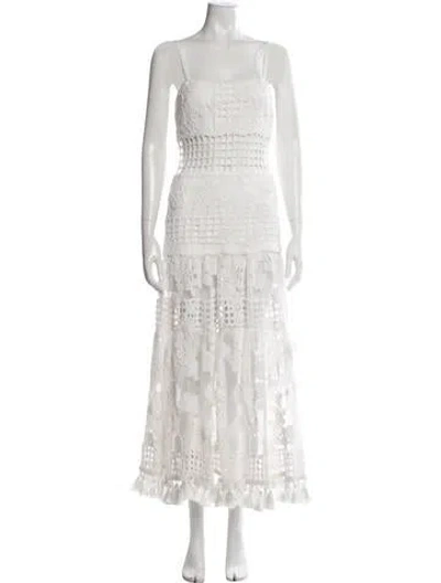 Pre-owned Alexis Lace Pattern Long Dress In White