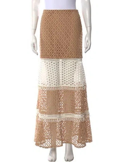 Pre-owned Alexis Lace Pattern Long Skirt In Neutral