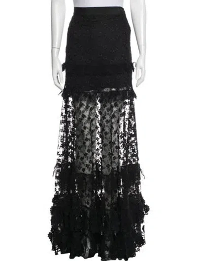 Pre-owned Alexis Lace Pattern Long Skirt W/ Tags In Black/neutrals
