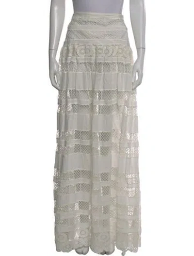 Pre-owned Alexis Lace Pattern Long Skirt In White