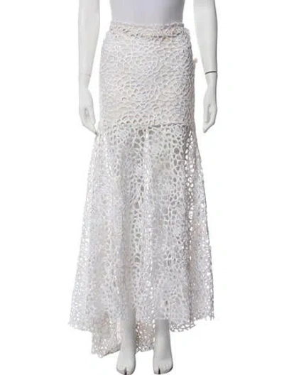 Pre-owned Alexis Lace Pattern Long Skirt In White