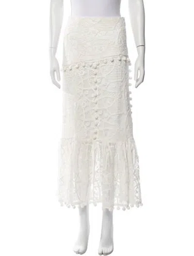 Pre-owned Alexis Lace Pattern Long Skirt In White