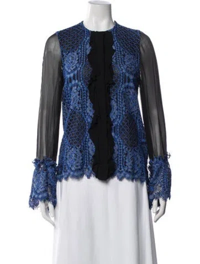 Pre-owned Alexis Lace Pattern Long Sleeve Blouse In Black