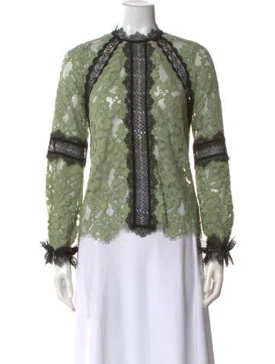Pre-owned Alexis Lace Pattern Long Sleeve Blouse In Multi
