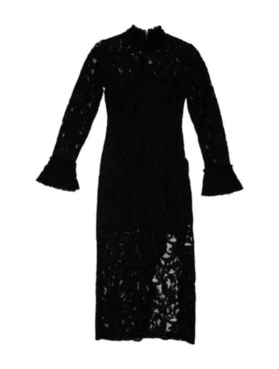 Pre-owned Alexis Lace Pattern Midi Length Dress In Black