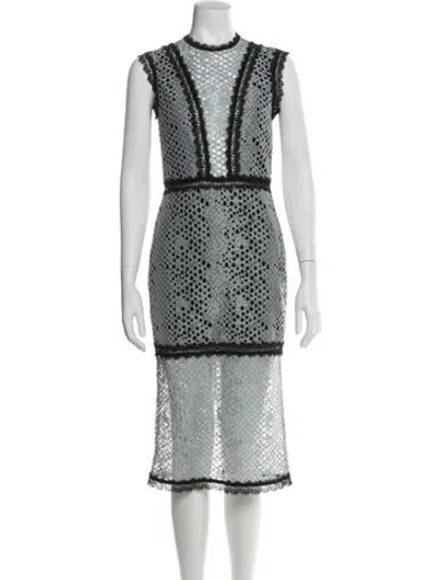 Pre-owned Alexis Lace Pattern Midi Length Dress In Blue