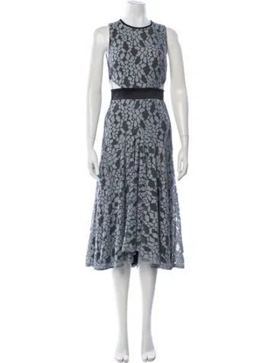 Pre-owned Alexis Lace Pattern Midi Length Dress In Blue