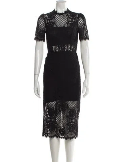 Pre-owned Alexis Lace Pattern Midi Length Dress In Gray