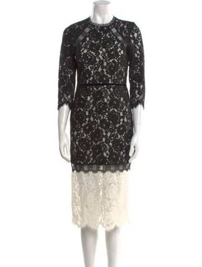 Pre-owned Alexis Lace Pattern Midi Length Dress In Multi