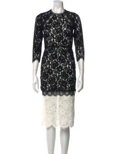 Pre-owned Alexis Lace Pattern Midi Length Dress In Multi